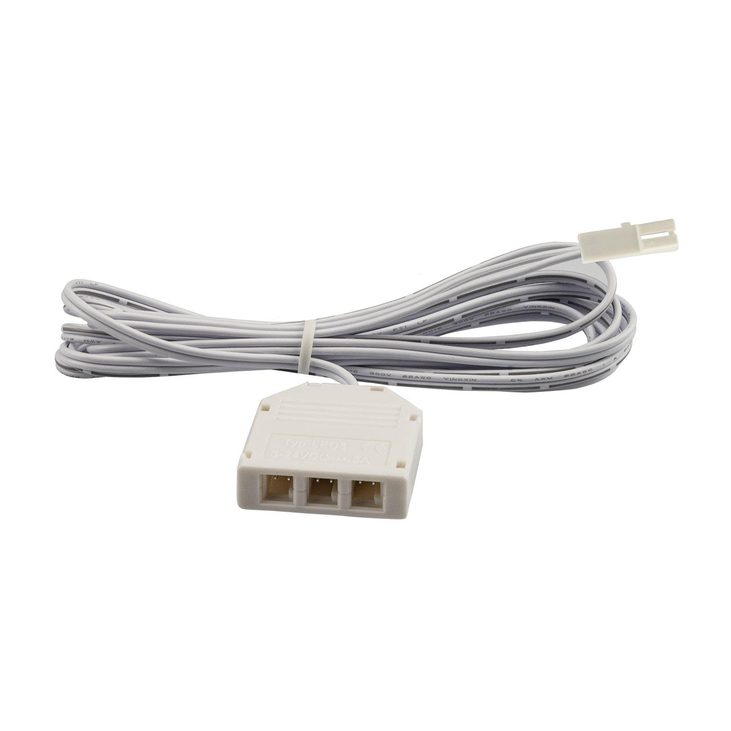 ISOLED MiniAMP 3-fach Verteiler (1 male-Stecker an 3 female-Buchsen) 30cm 2-polig weiß max. 3,5A