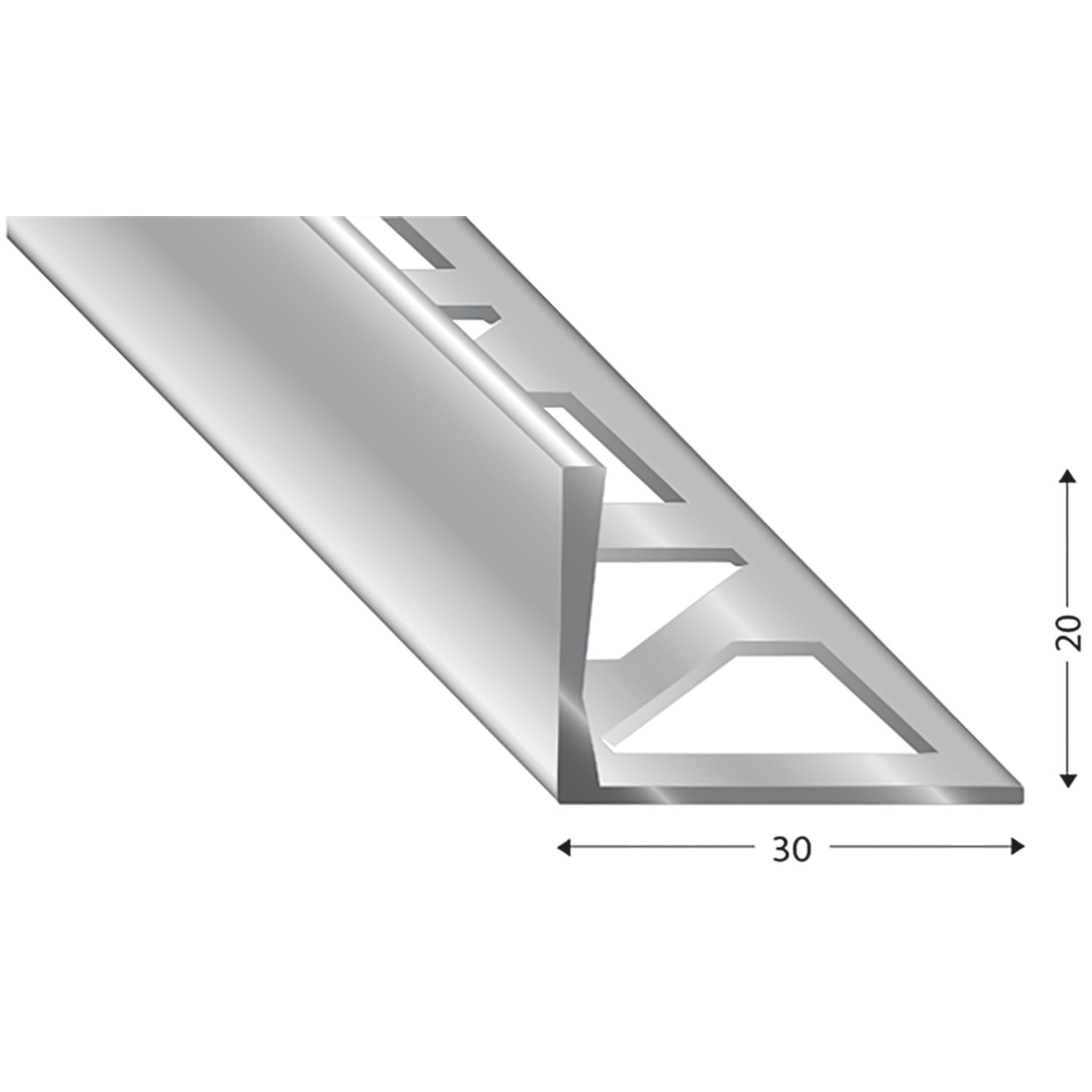 Kügele Fliesenprofil PRIMO, Alu silber, Innenhöhe 20 mm, 3000 mm