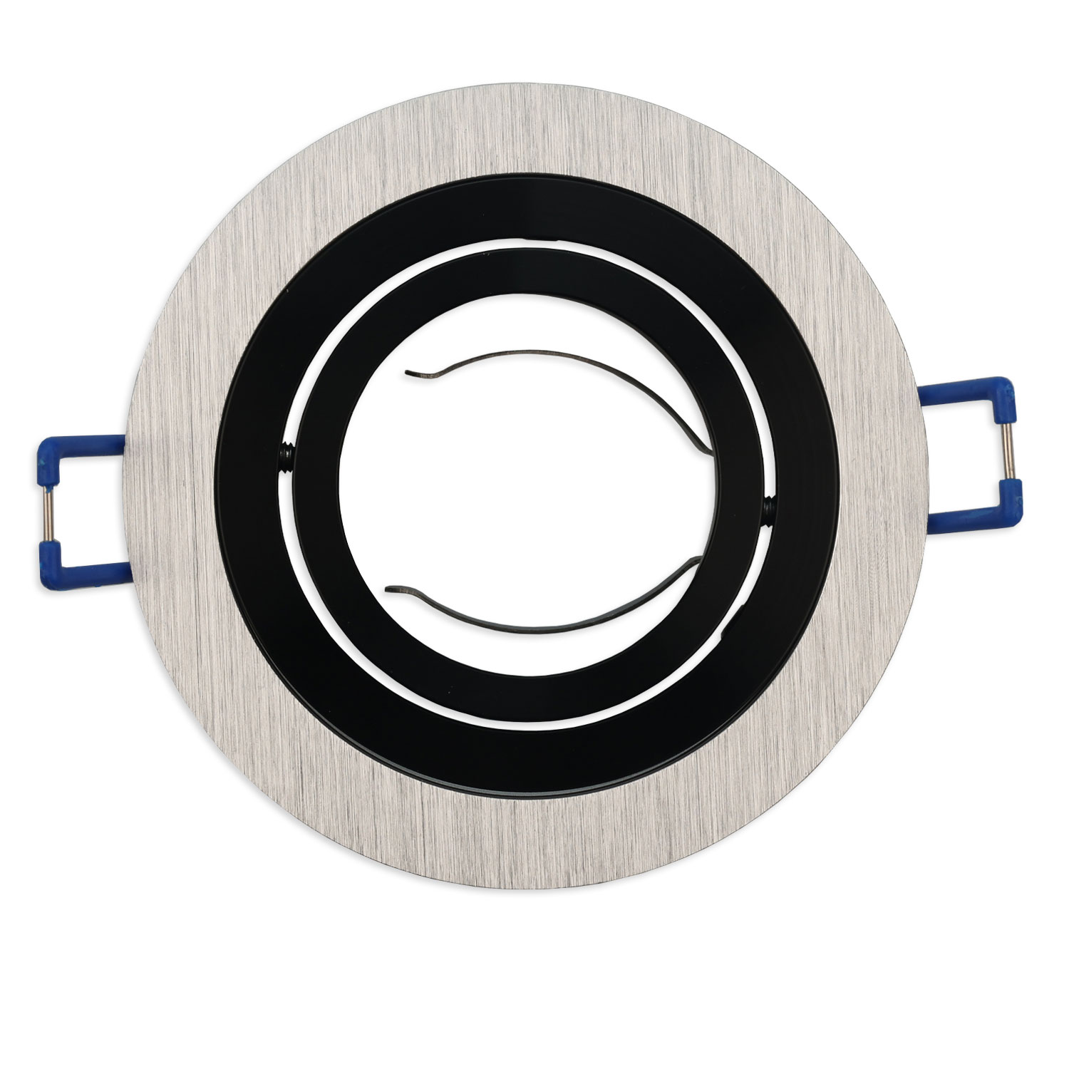 ISOLED Einbaurahmen rund Loch 80mm Alu gebürstet + schwarz für GU10/MR16 Spots