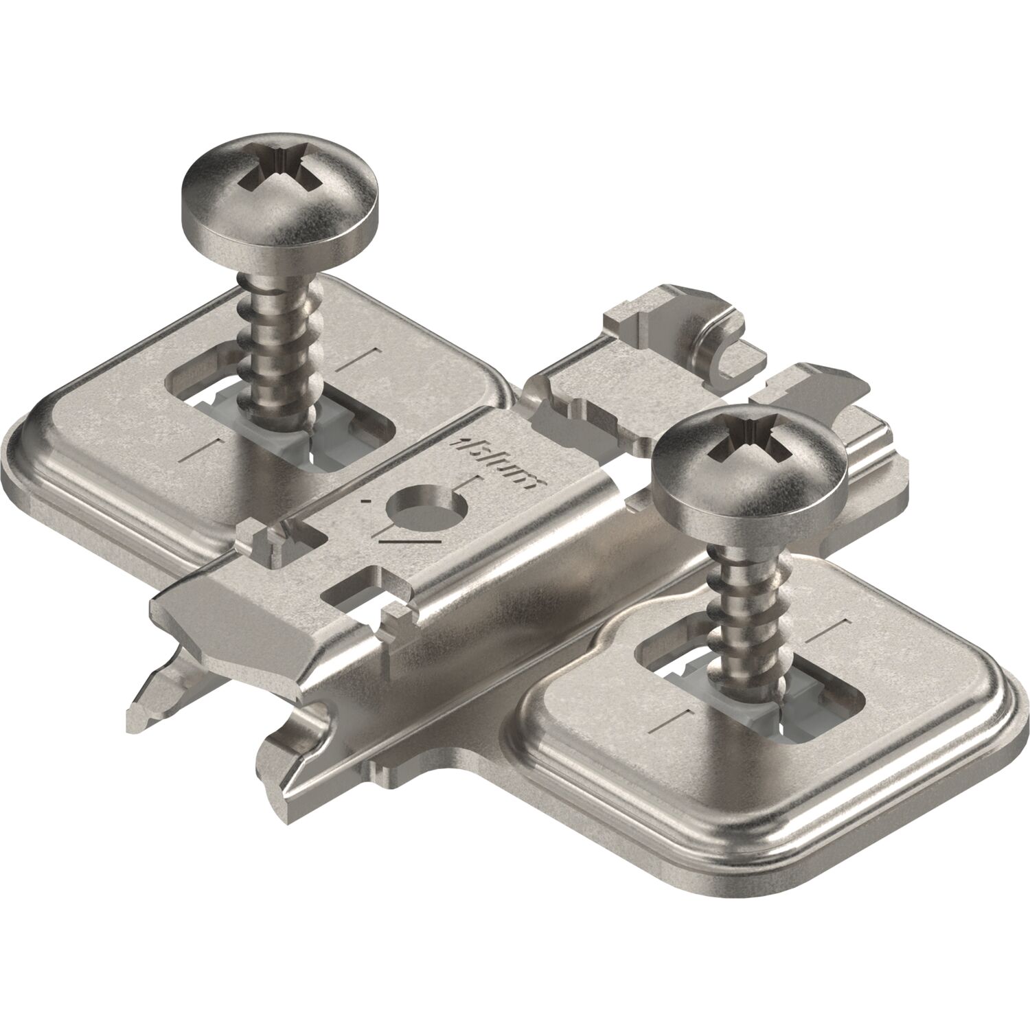 blum CLIP Kreuzmontageplatte Langloch, Stahl, Spanplattenschrauben, Distanz 0 mm