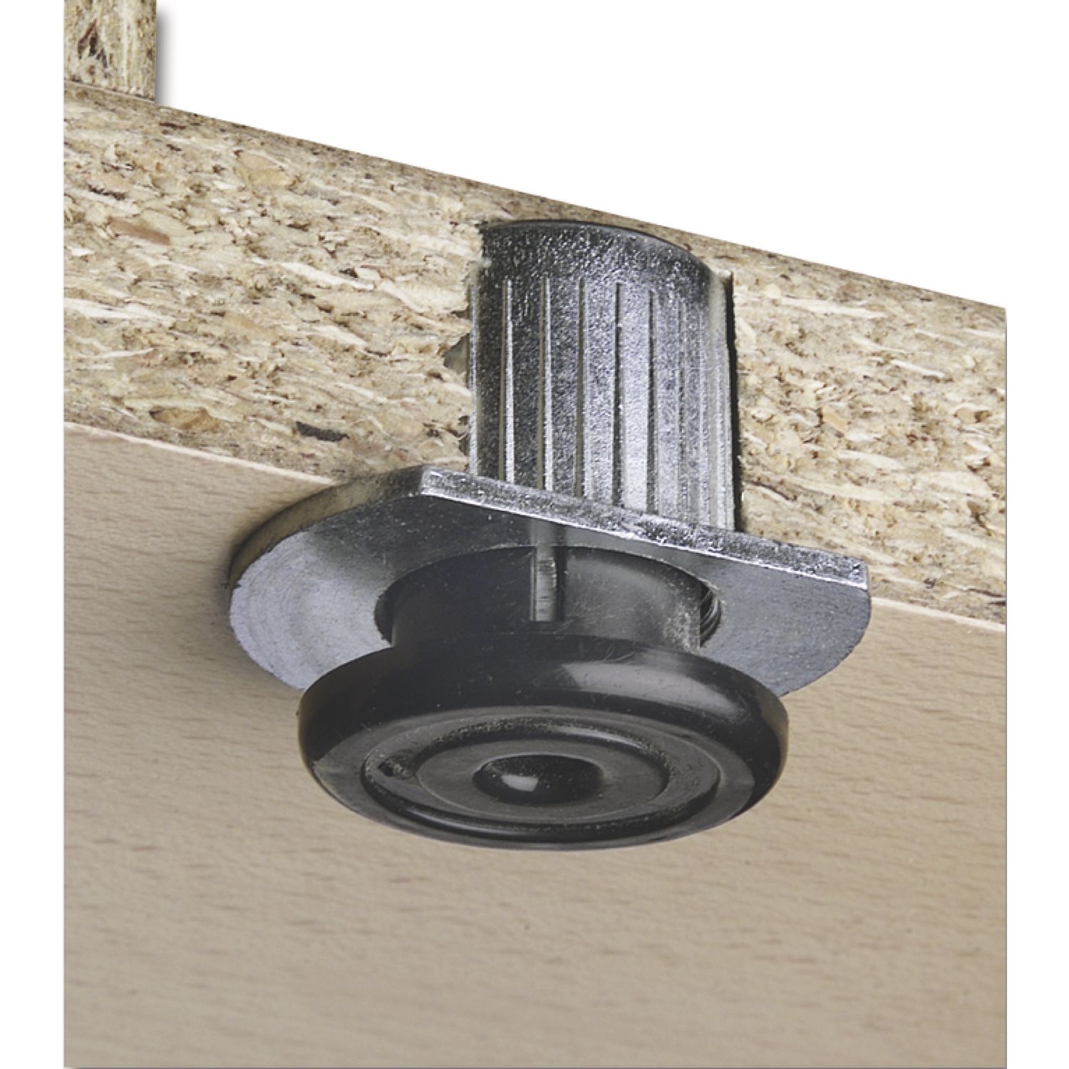 CAMAR Höhenversteller zum Einbohren 304, ø28, Tragkraft 400KG, Zamak/KS schwarz