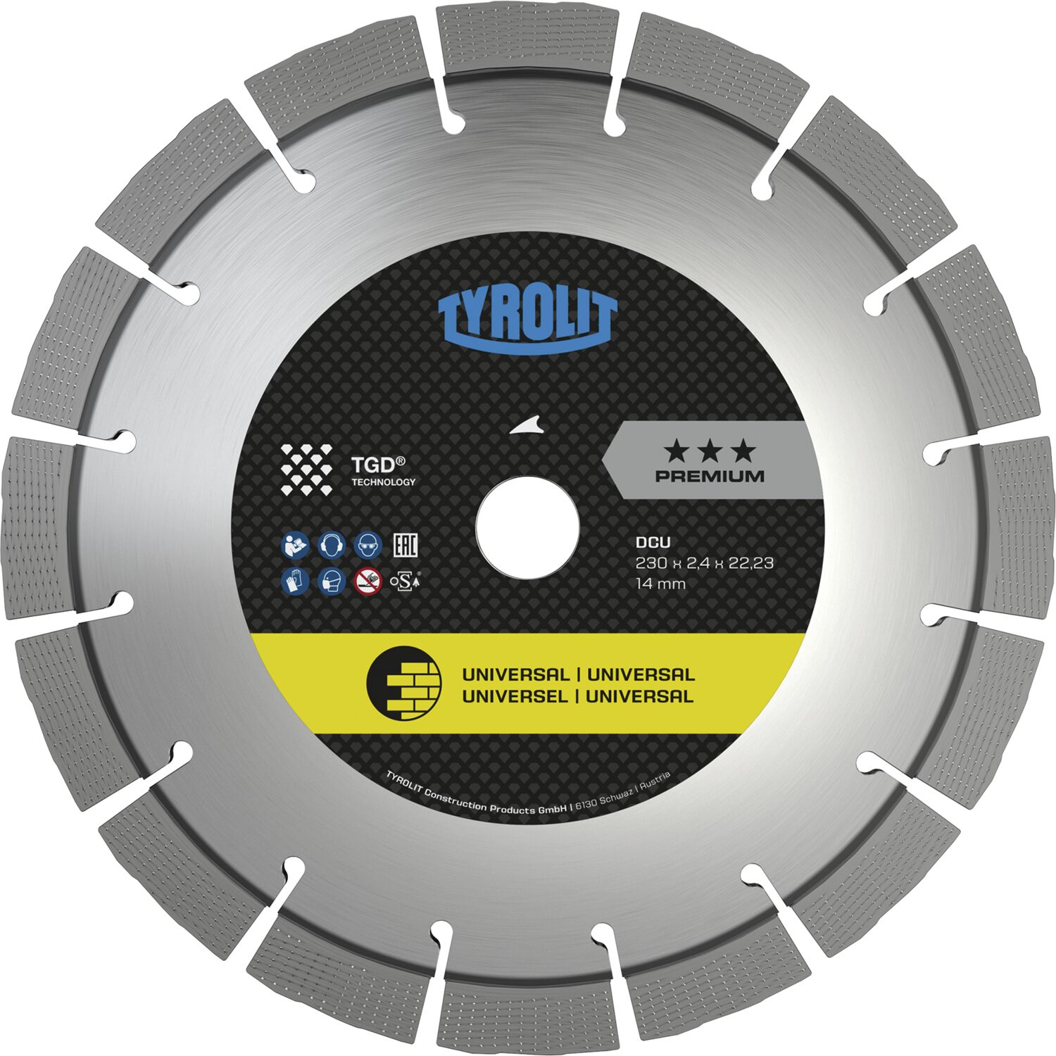 Tyrolit Diamant-Trennscheibe DCU*** TGD 230 x 2,4/14 mm für Baumaterialien