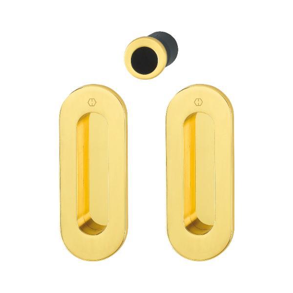 Hoppe HOPPE Schiebetürmuschel Set M472 - BL, ovale Rosette, Messing, poliert lackiert