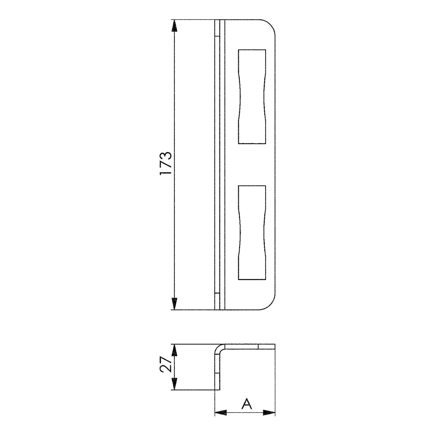 AMF Schließblech mit Anschlag 145W, 173x45x27 mm, Kastenst. 40mm, Stahl verzinkt