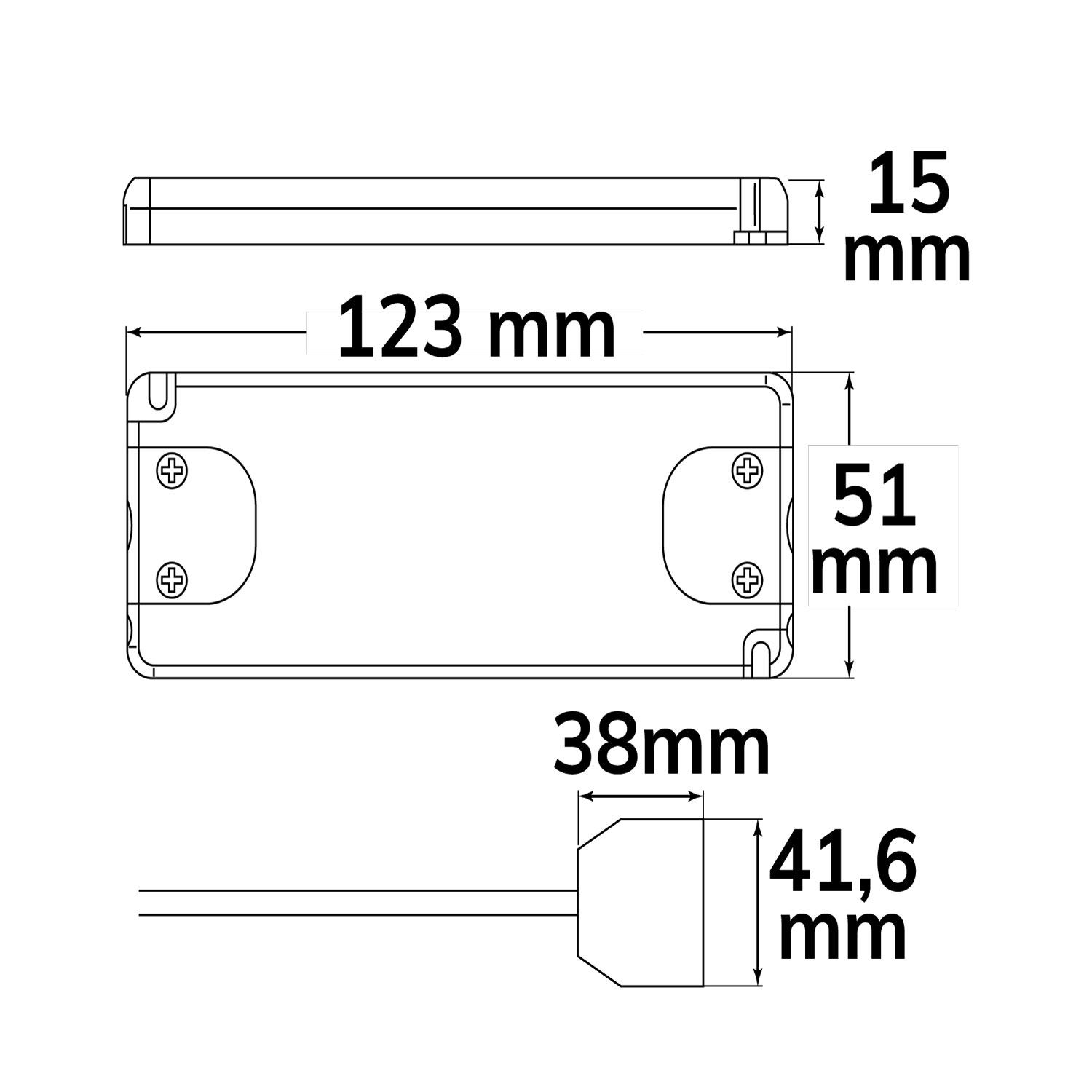 ISOLED LED Trafo MiniAMP Slim 12V/DC 0-15W inkl. Flachstecker und 4fach Mini AMP-Verteiler