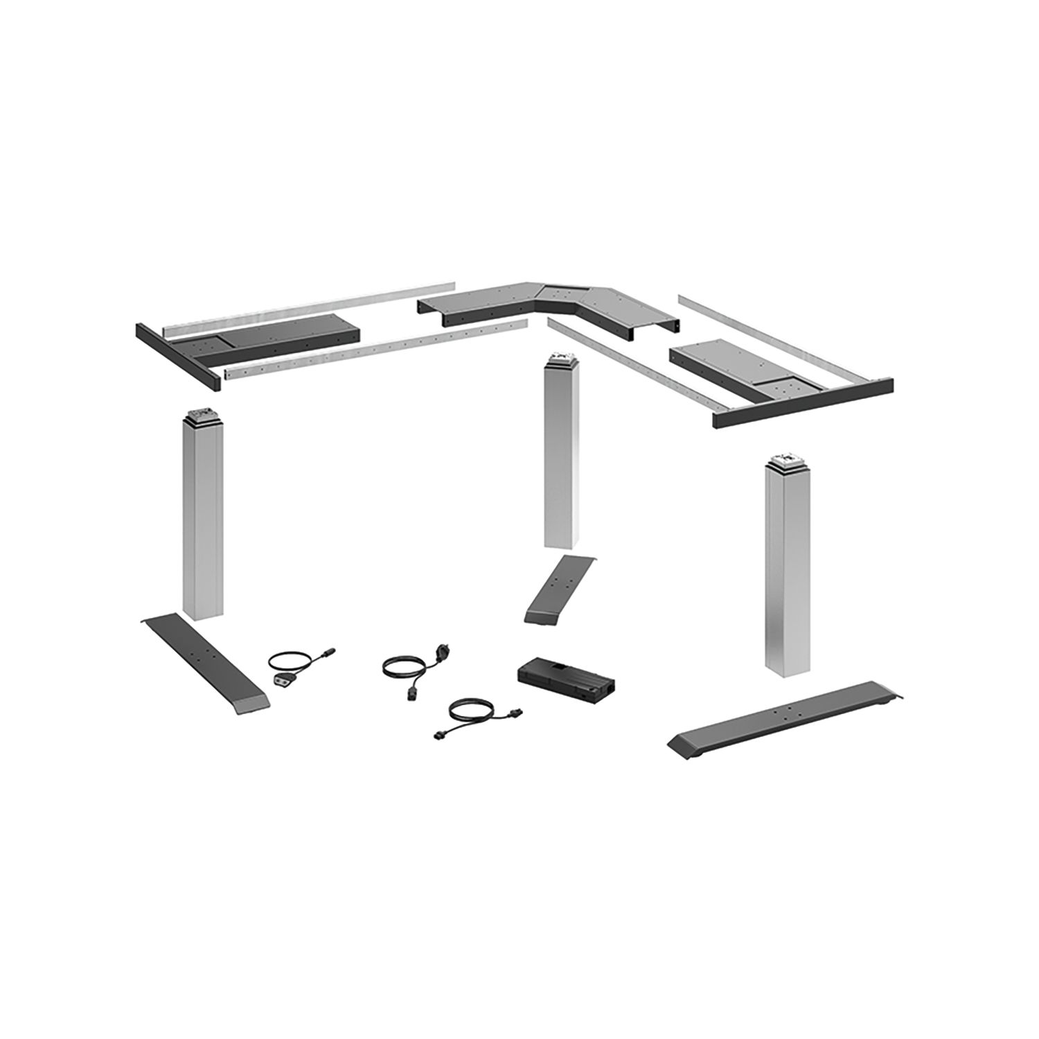 ninka HETTICH LegaDrive Tischgestell-Set 90° Winkel silber graphit
