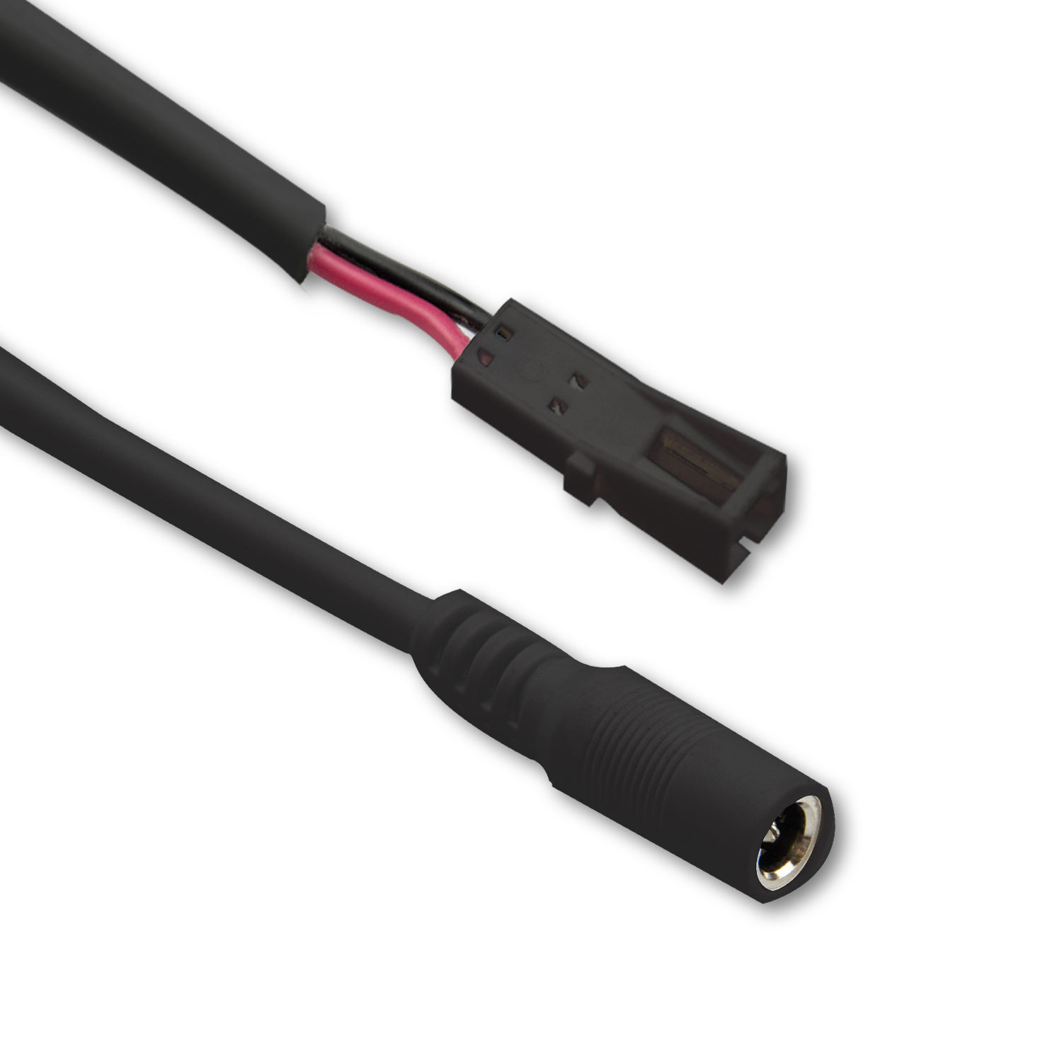 ISOLED Adapter Rundstecker Female auf MiniAmp Female-Buchse 10cm 2-polig schwarz max. 3A