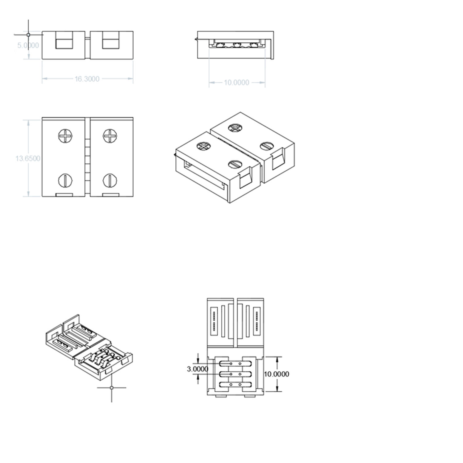 ISOLED Clip-Verbinder (max. 5A) C1-310 für 3-pol. IP20 Flexstripes mit Breite 10mm Pitch >12mm