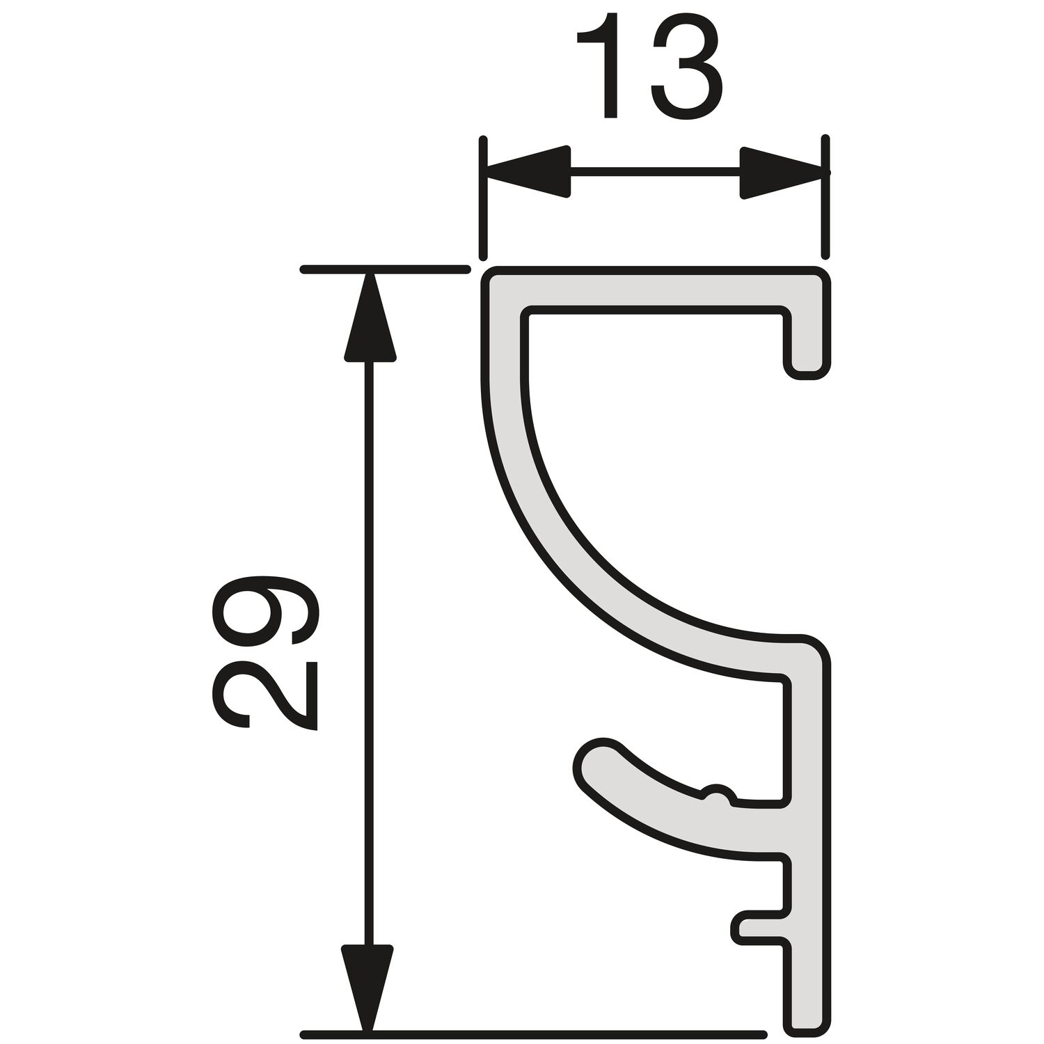 SCHÜCO ALUMIS Sockelsystem Sockelblende oben 5000 mm Edelstahl-Effekt