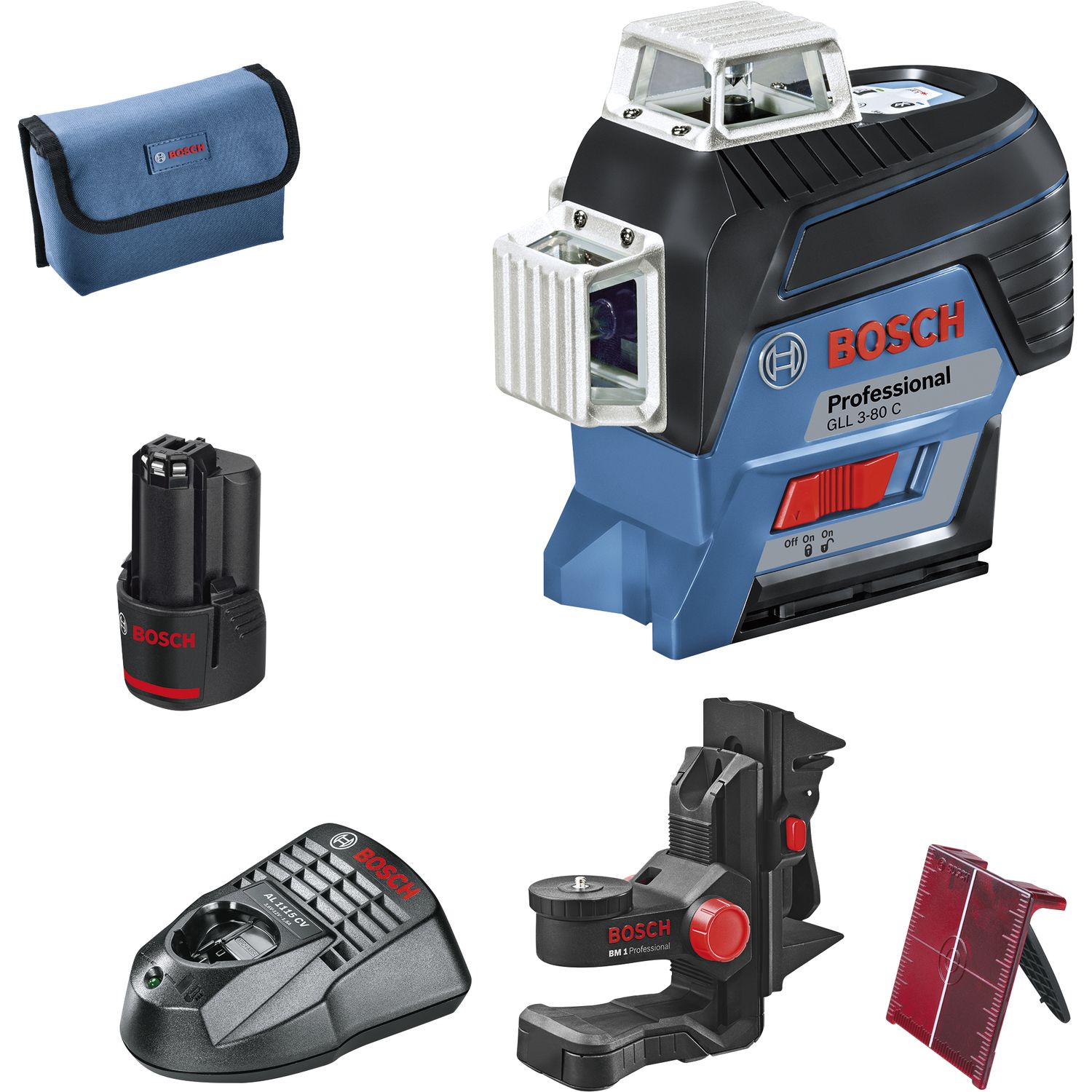 Bosch Multifunktions-Linienlaser GLL3-80C + BM1 + L-Boxx