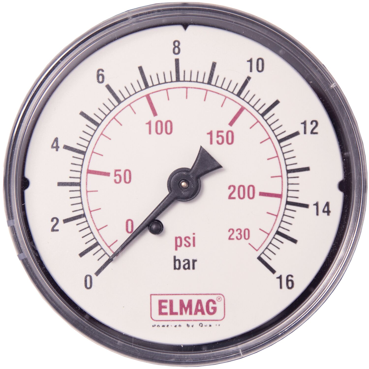 ELMAG Druckluft Manometer 63 mm 0 - 16 bar mit Außengewinde hinten 1/4"
