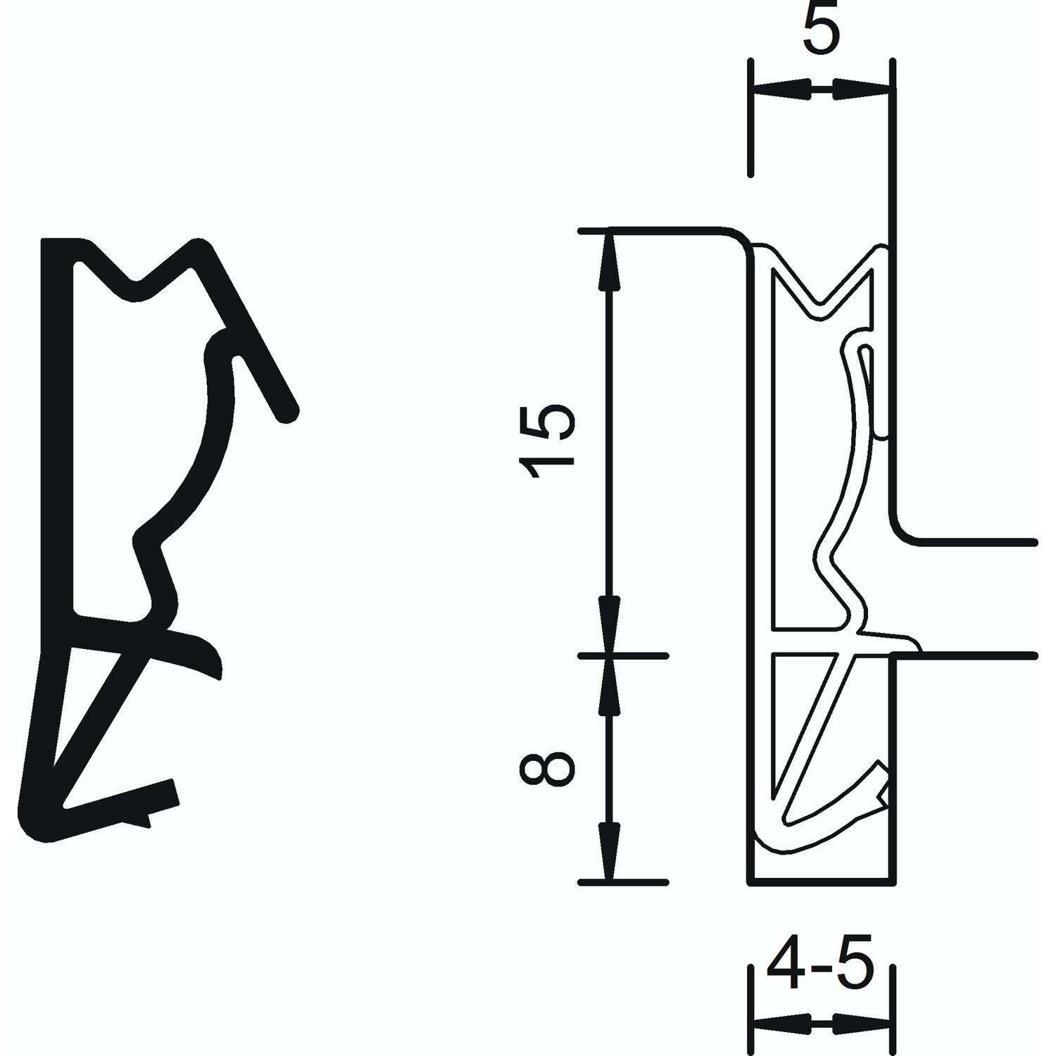 Haustürdichtung S 6515a, Kunststoff graphitgrau (18 m)