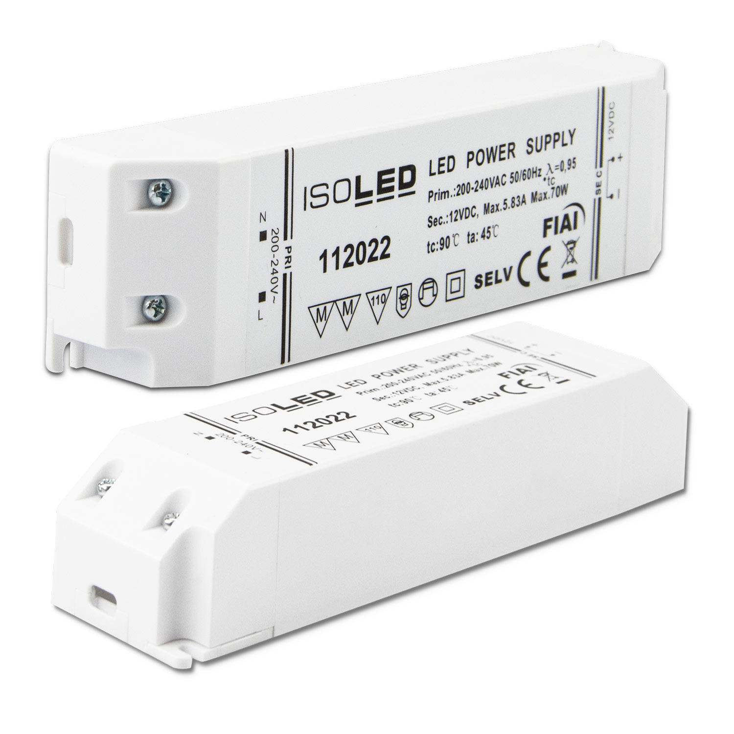 ISOLED LED Trafo 12V/DC 0-70W SELV flach