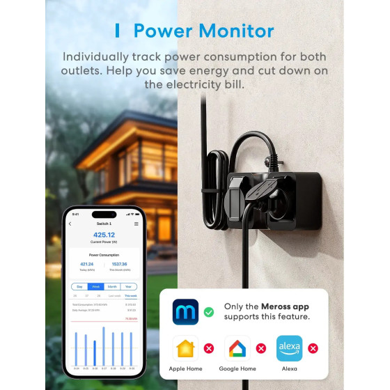 Meross Smarter Stromverteiler outdoor IP44 WiFi Matter