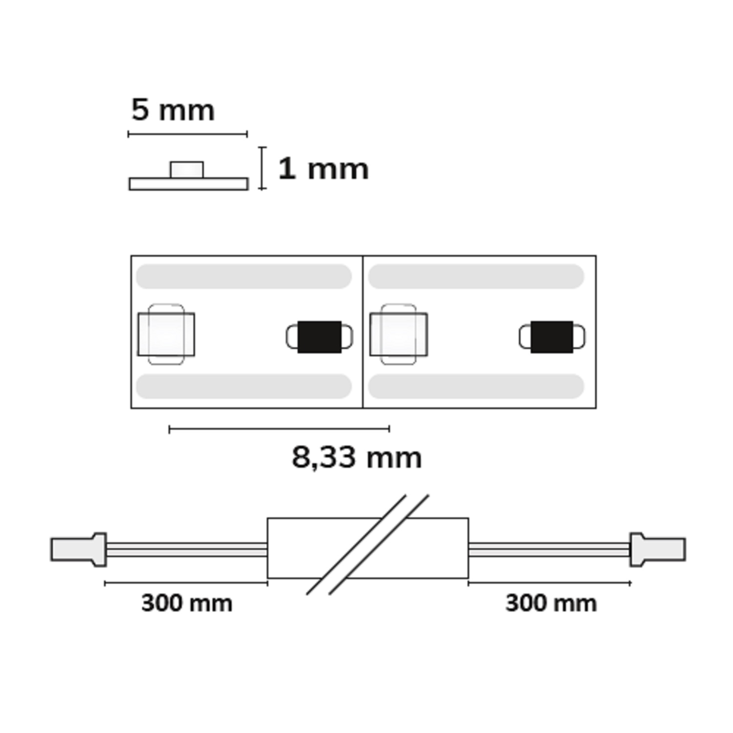 ISOLED LED CRI940 MiniAMP Flexband 12V DC 7W IP20 4000K 500cm Kabel beids. + maleAMP 120 LED/m