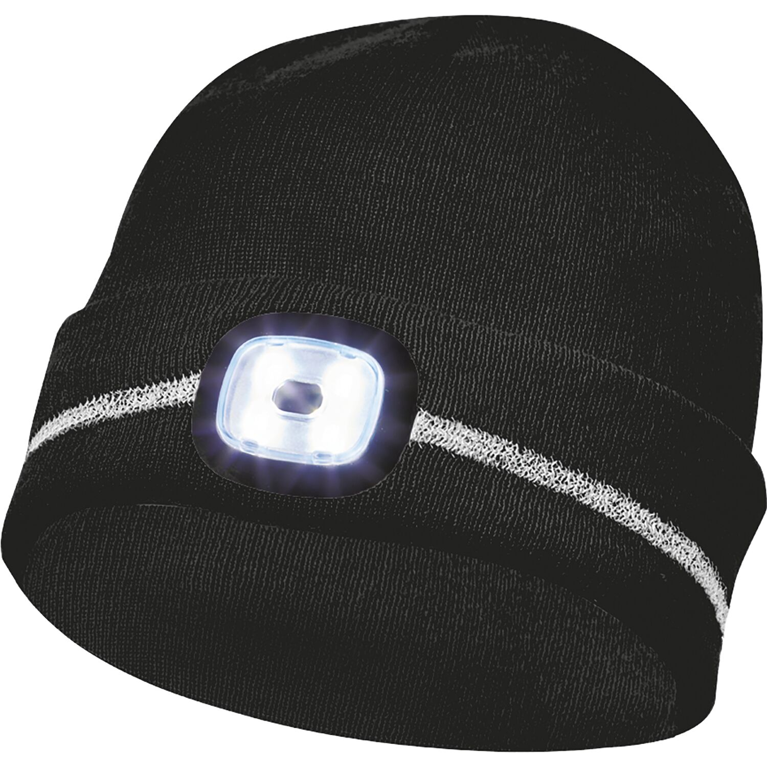 Gebol Haube mit Reflektionsstreifen und LED-Lampe schwarz