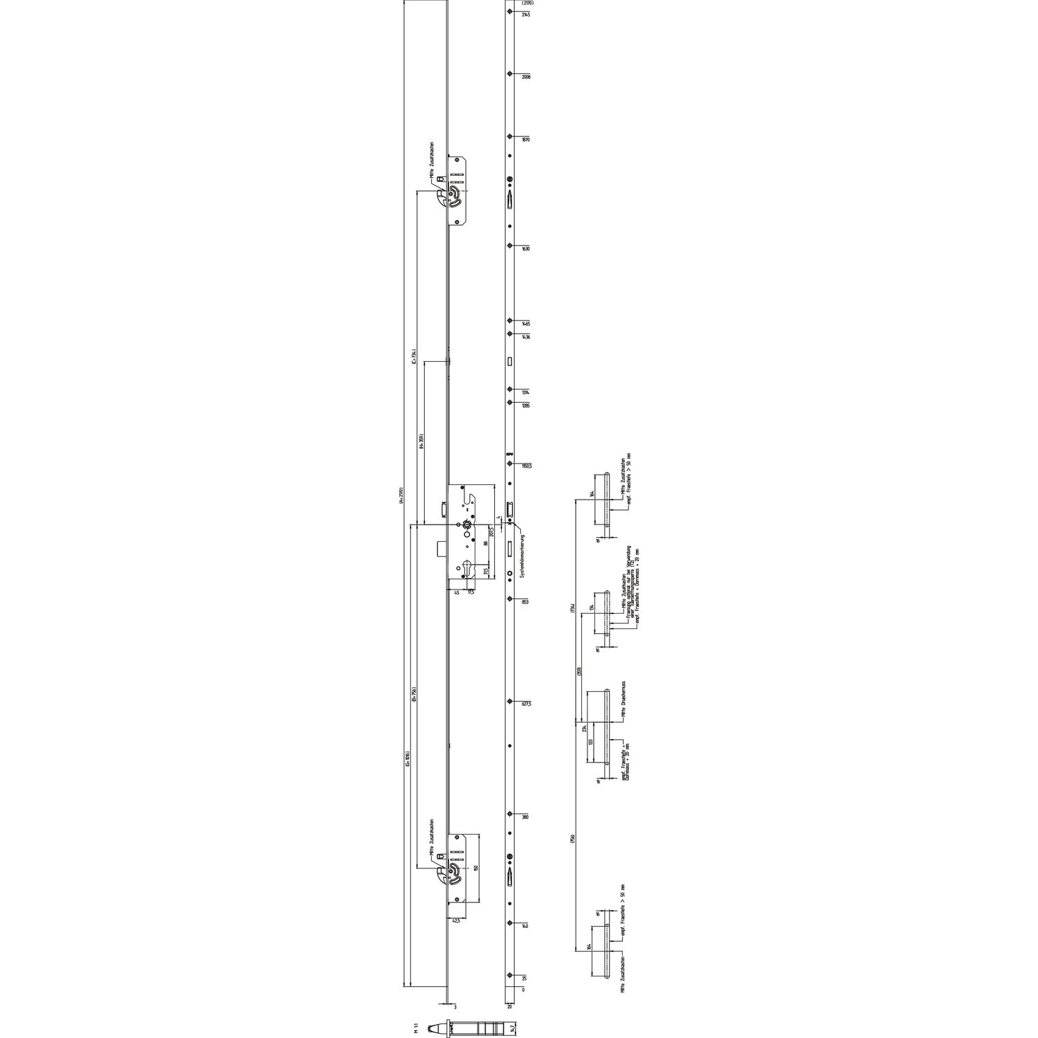 ninka KFV MFV-Schloss BS 2600 ÖNORM, DM 45, Stulp 20 mm eckig, silber verzinkt