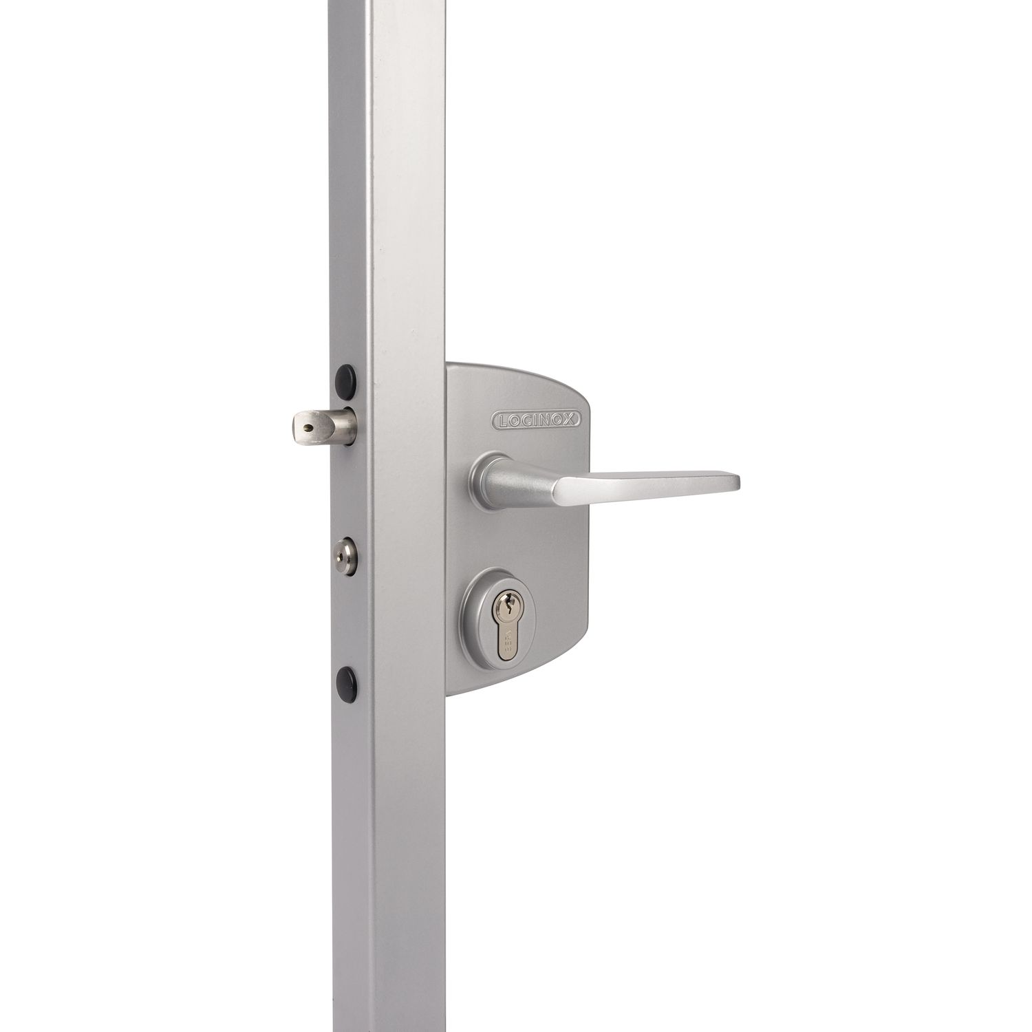 Locinox Gittertorschloss-Set LAKQ4040 U2L, PZW, für Vierkantrohr, Aluminium silberfärbig