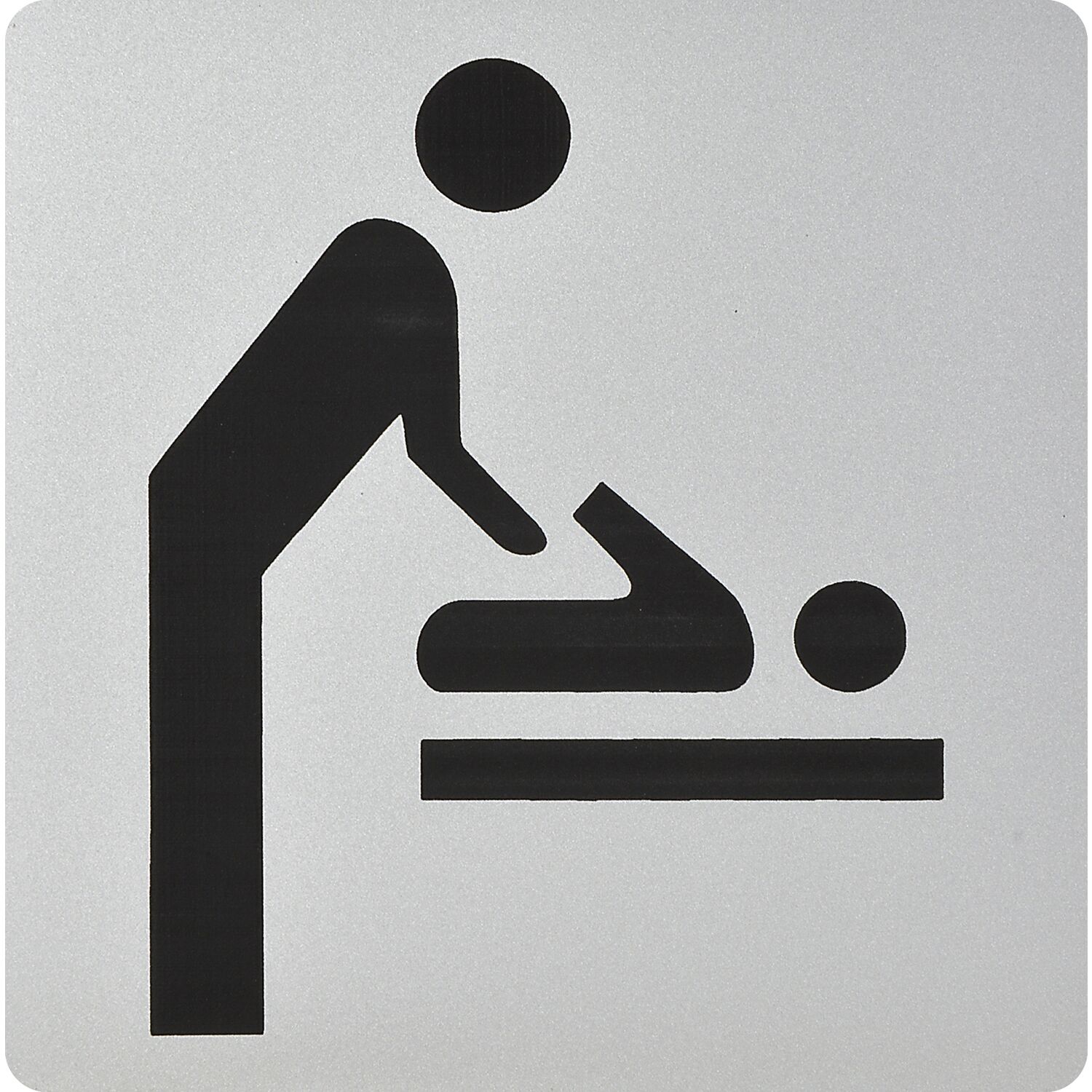 ninka WC Symbol Wickelraum selbstklebend, 100 x 100 mm, Kunststoff alufarbig