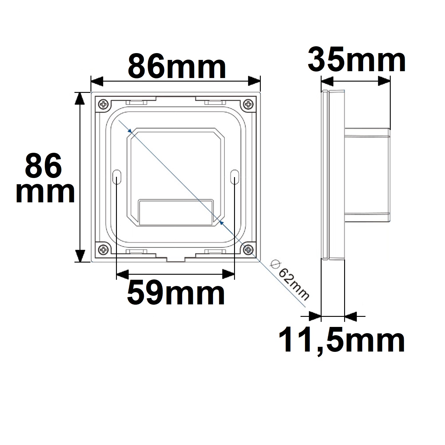ISOLED Sys-Pro weißdynamische 4 Zonen Einbau-Touch-Fernbedienung + DMX-Output weiß 230V
