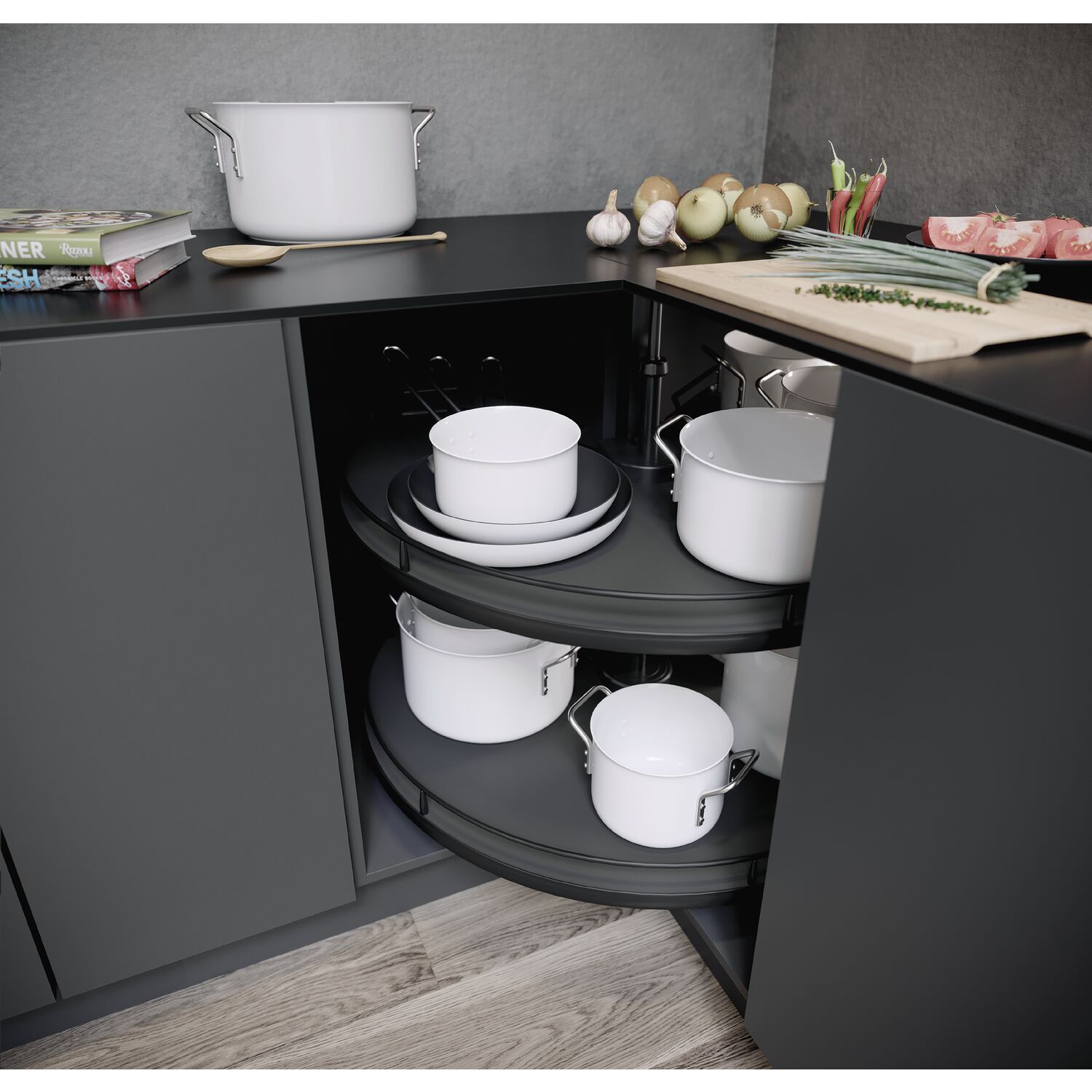 Vauth-Sagel VS COR Spin 71 Eckschrank-Drehboden KB 900 mm Lava/Silber