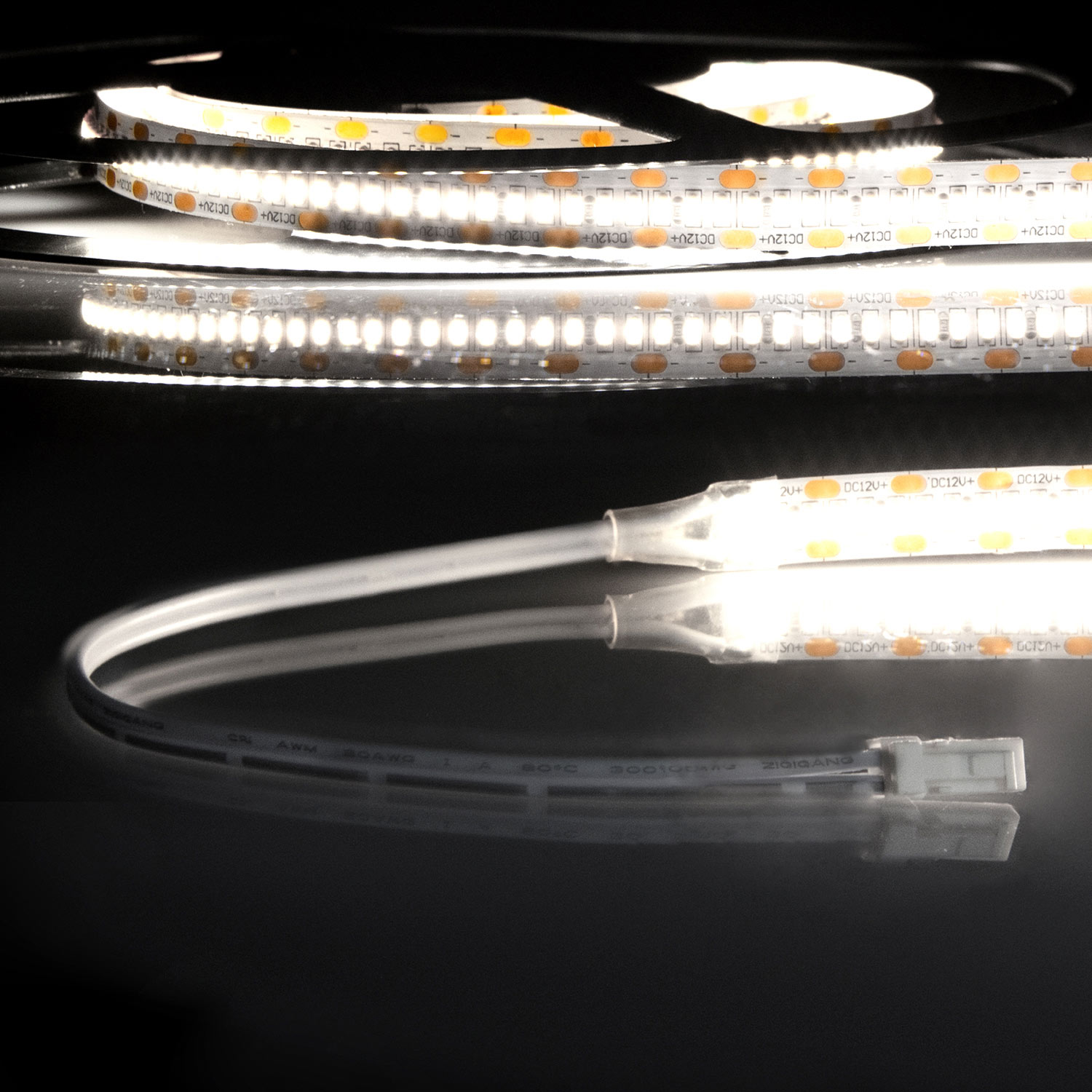 ISOLED LED CRI940 MiniAMP Flexband 12V DC 6W IP20 4000K 120cm beids. 30cm Kabel + maleAMP 300 LED/m