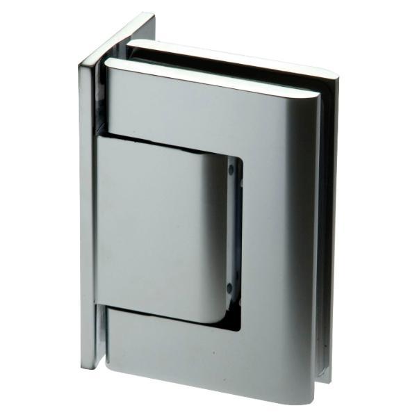 Pendeltürband Biloba 90° Glas-Wand, einseitige Platte,Aluminium Edelstahl-Effekt