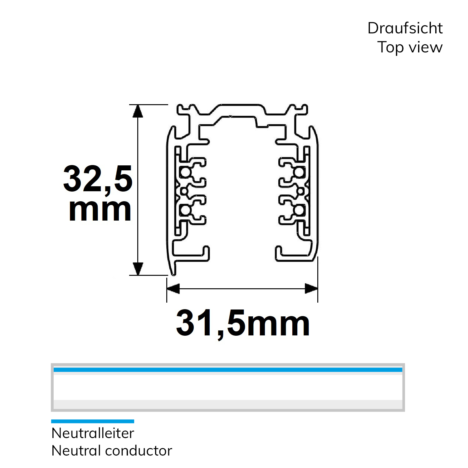 ISOLED 3-Phasen DALI Aufbauschiene 2m schwarz