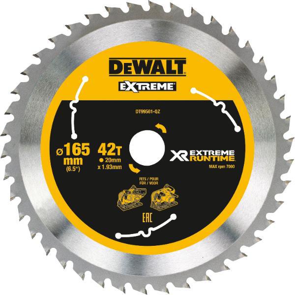 DeWalt Kreissägeblatt XR Extrem Runtime HM ø 165 x 1,76 x 20mm Zähne 42 (WZ/FZ)