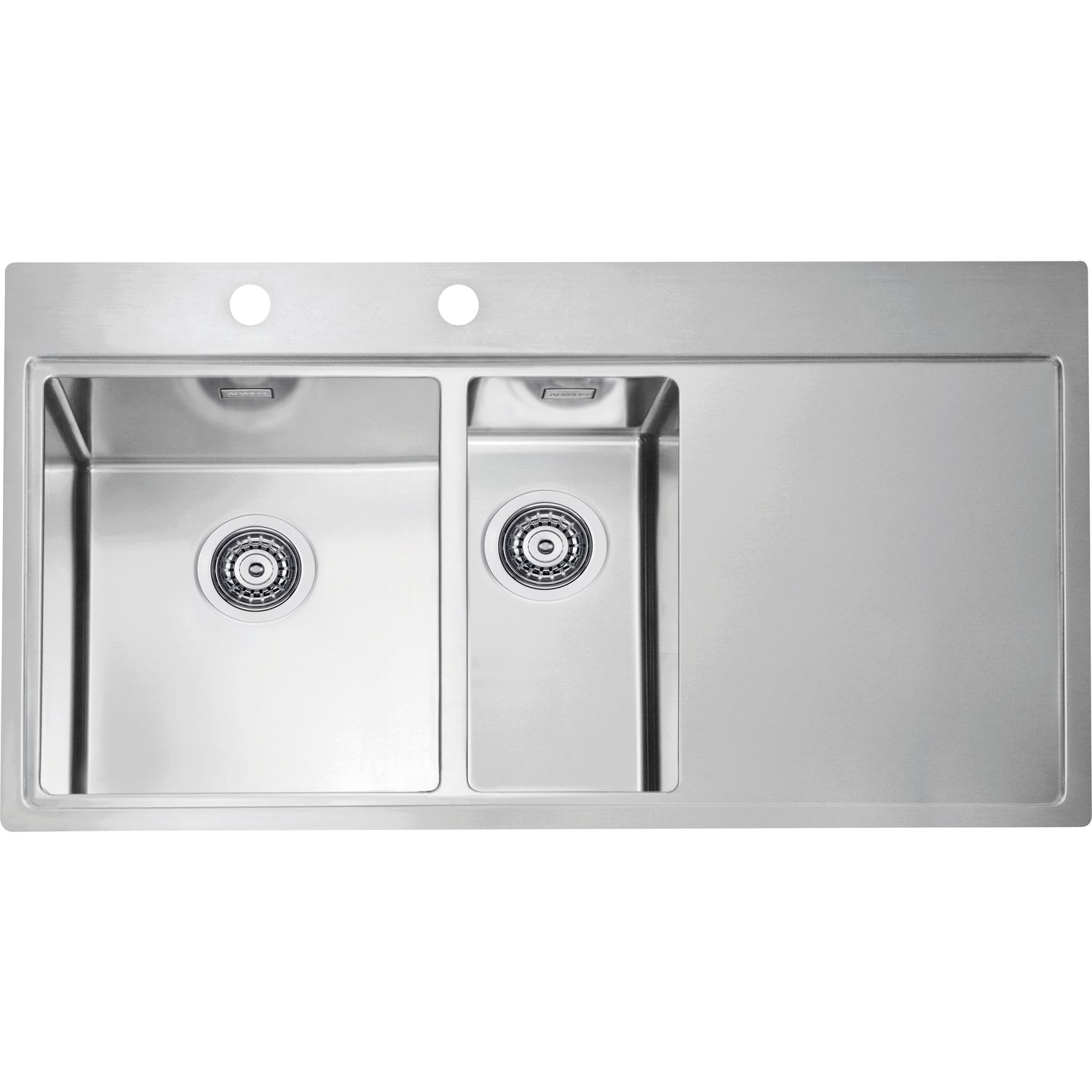 solido 2D-Spüle Pure 60L Edelstahl 1103654, Tropfteil rechts mit Drehknopf