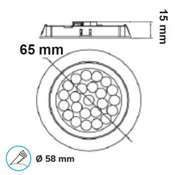 ISOLED LED Möbeleinbaustrahler MiniAMP silber 2W 12V DC warmweiß 3000K dimmbar