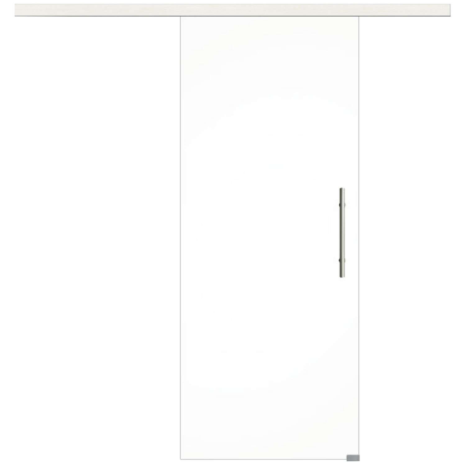 Glasschiebetür Set Klarglas, 920x2100mm, Inlay CPL Bianco, Stoßgriff silber