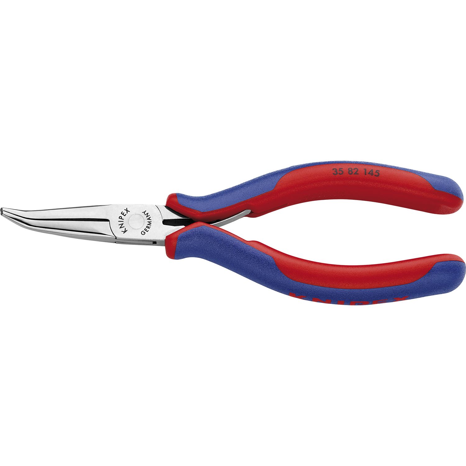 Knipex Elektronik Greifzange 3582 DIN 9655 flach-rund Backen 45°, 2K, L=145 mm