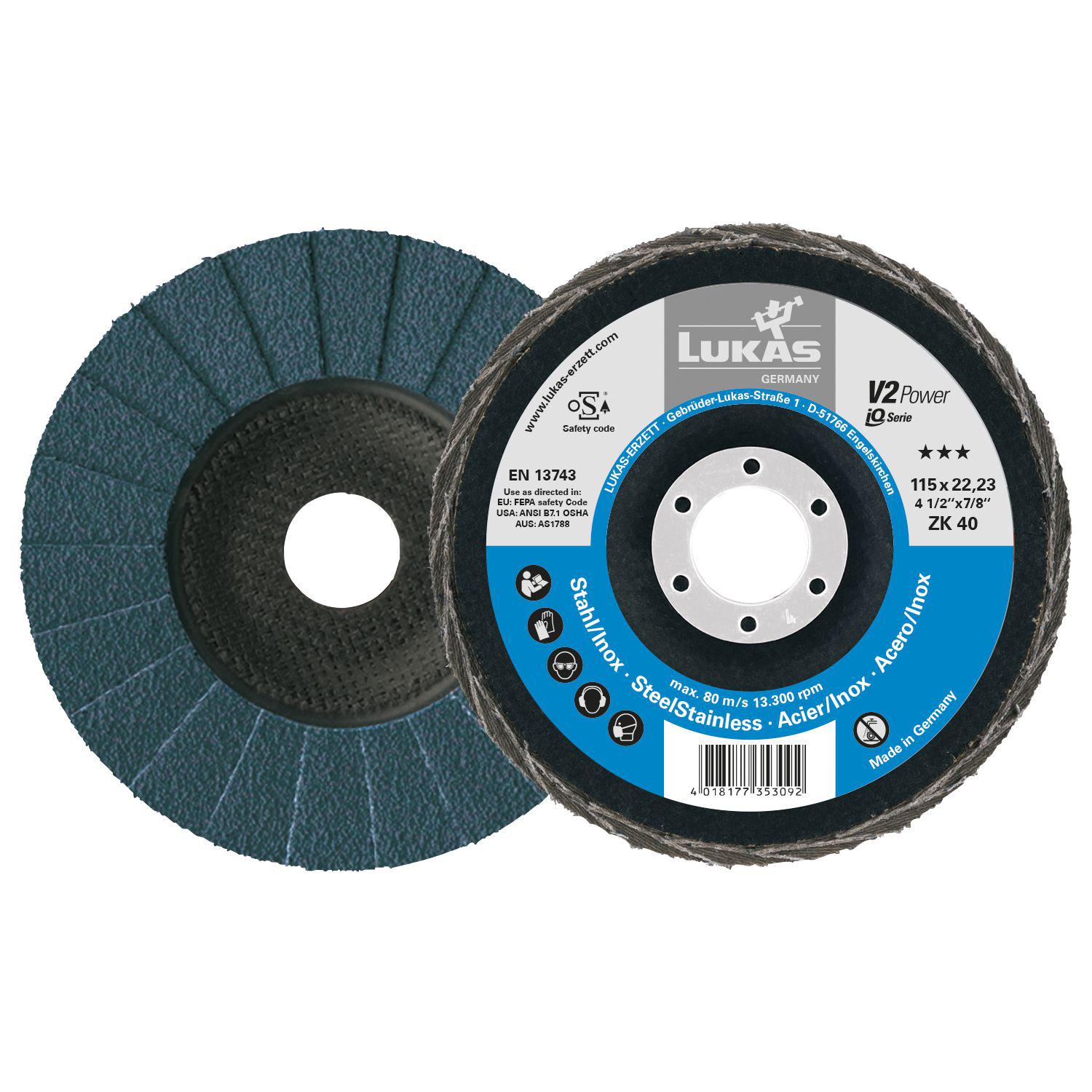 Lukas Schleiflamellenteller V2 Power Zirkonkorund ø 125 mm Korn 40