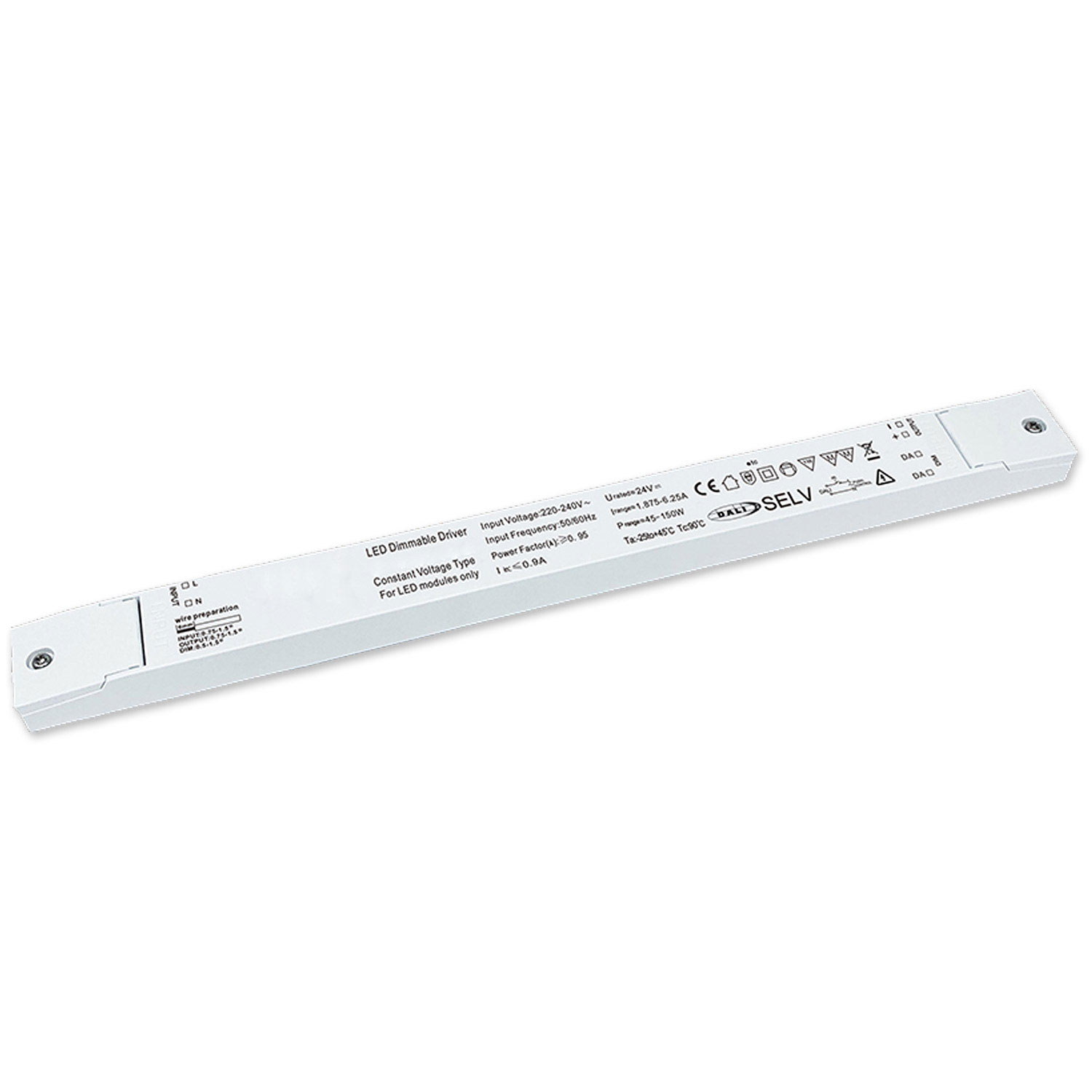 ISOLED LED PWM-Trafo 24V/DC 0-150W Push/DALI-2 dimmbar SELV ultraflach ultraschmal