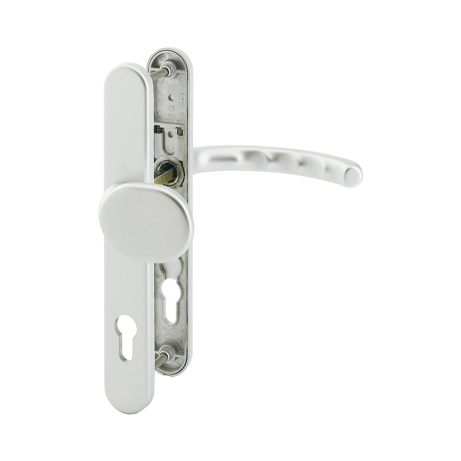 Hoppe Wechselgarnitur LUXEMBOURG - m Knopf u. Langschild PZ88, Alu silber elox