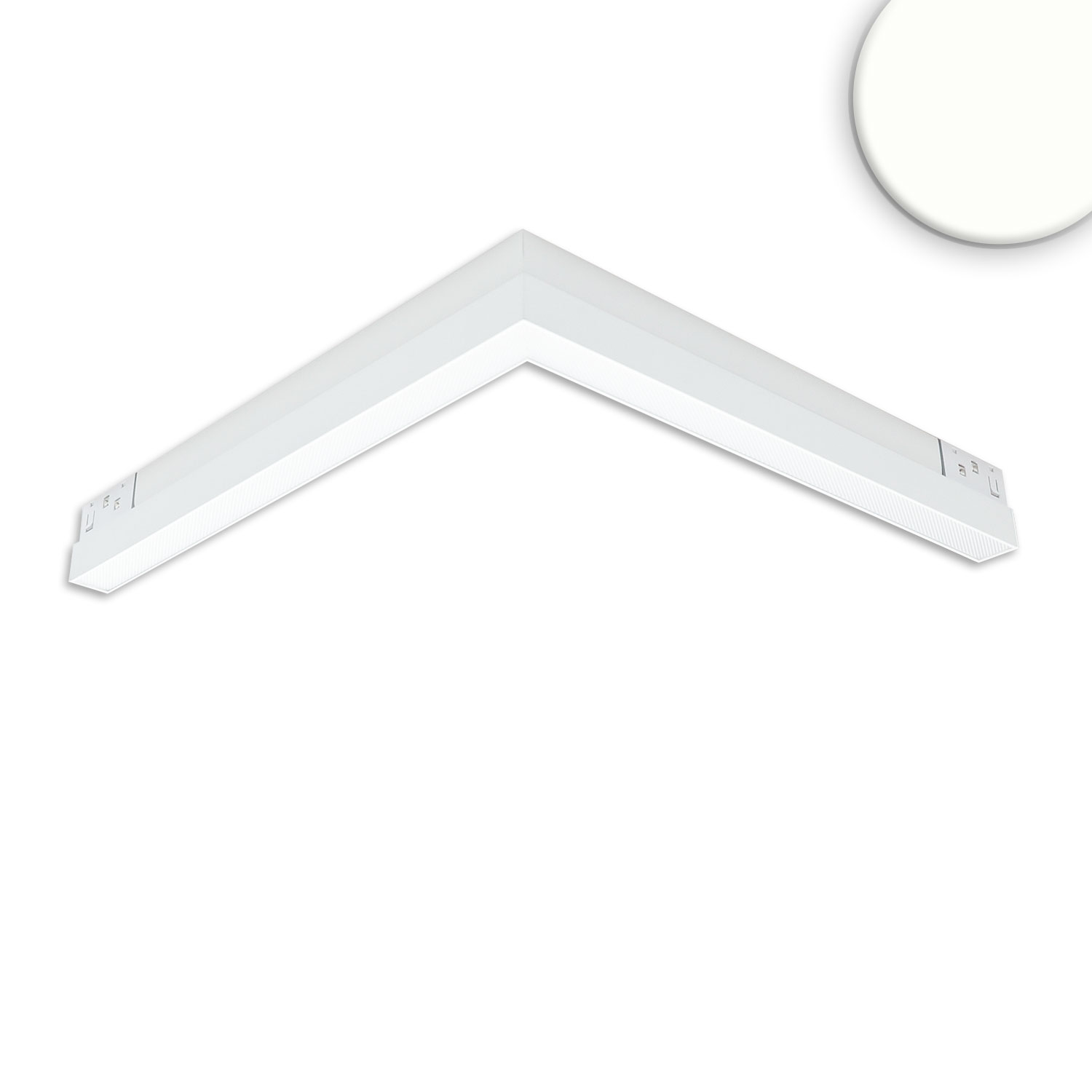 ISOLED Track48 Eckleuchte horizontal weiß 20W 120° 48V DC 4000K CRI90 prismatisch Line+ DALI dimmbar