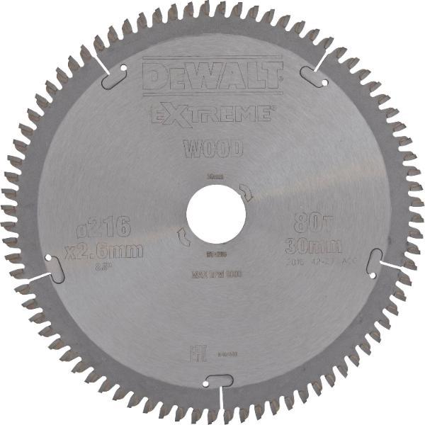 DeWalt Kreissägeblatt HW ø 216x2,6x30mm Z80 Trapezzahn/Flachzahn (TR/FZ) negativ
