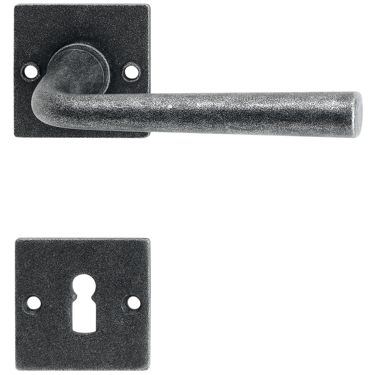 HALCÖ Drückergarnitur SÖLL - auf Rosette BB, TS-50, schwarz passiviert