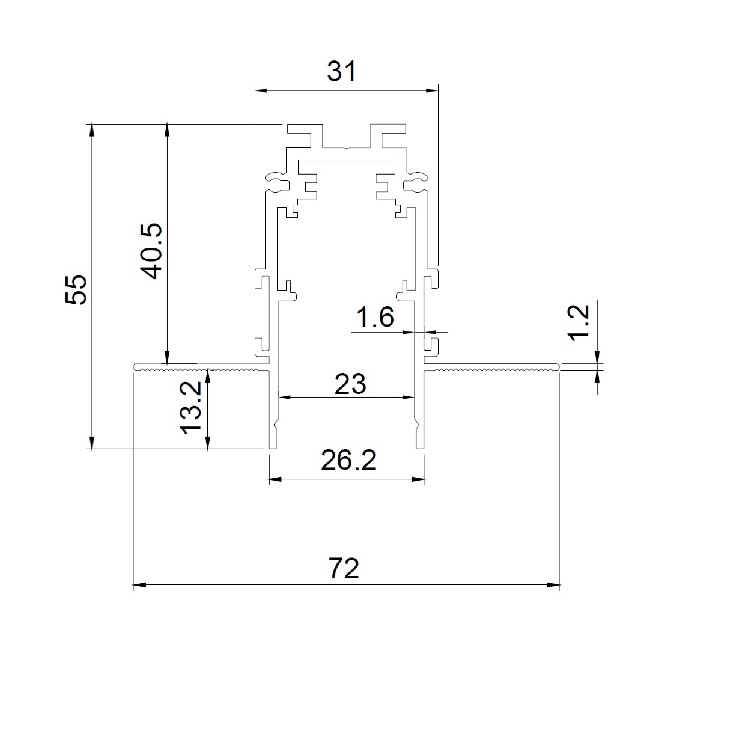ISOLED Track48 Trockenbauschiene schwarz 200cm 4-polig inkl. Endkappen und Schutzcover