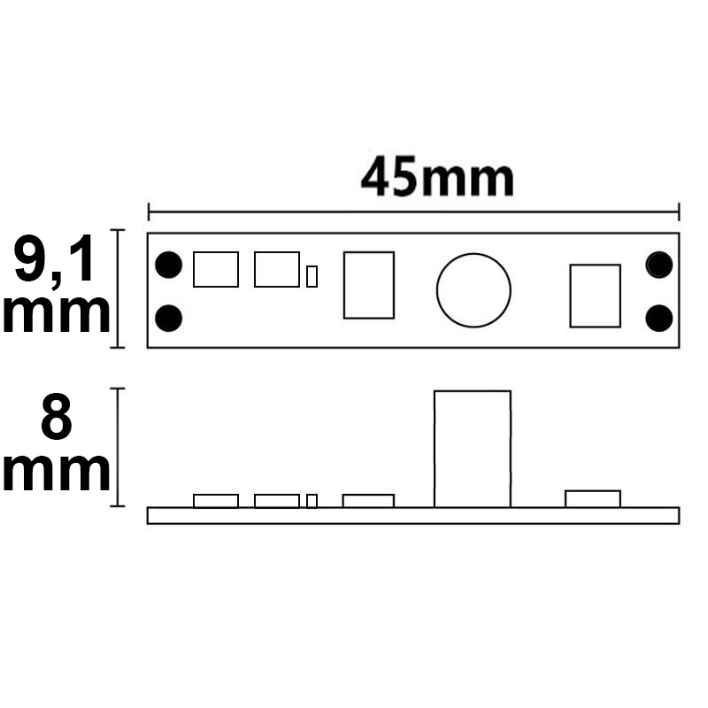 ISOLED LED Mini PWM-Dimmer mit Wisch-Sensor für Profile 1 Kanal 12-24V DC 3A