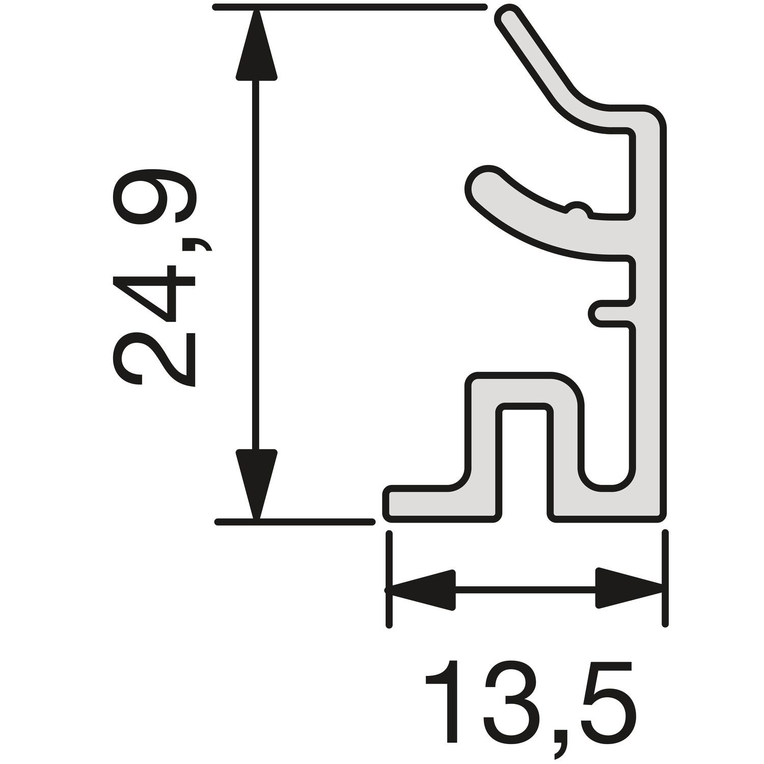 SCHÜCO ALUMIS Sockelsystem Sockelblenden unten 5000 mm Edelstahl-Effekt