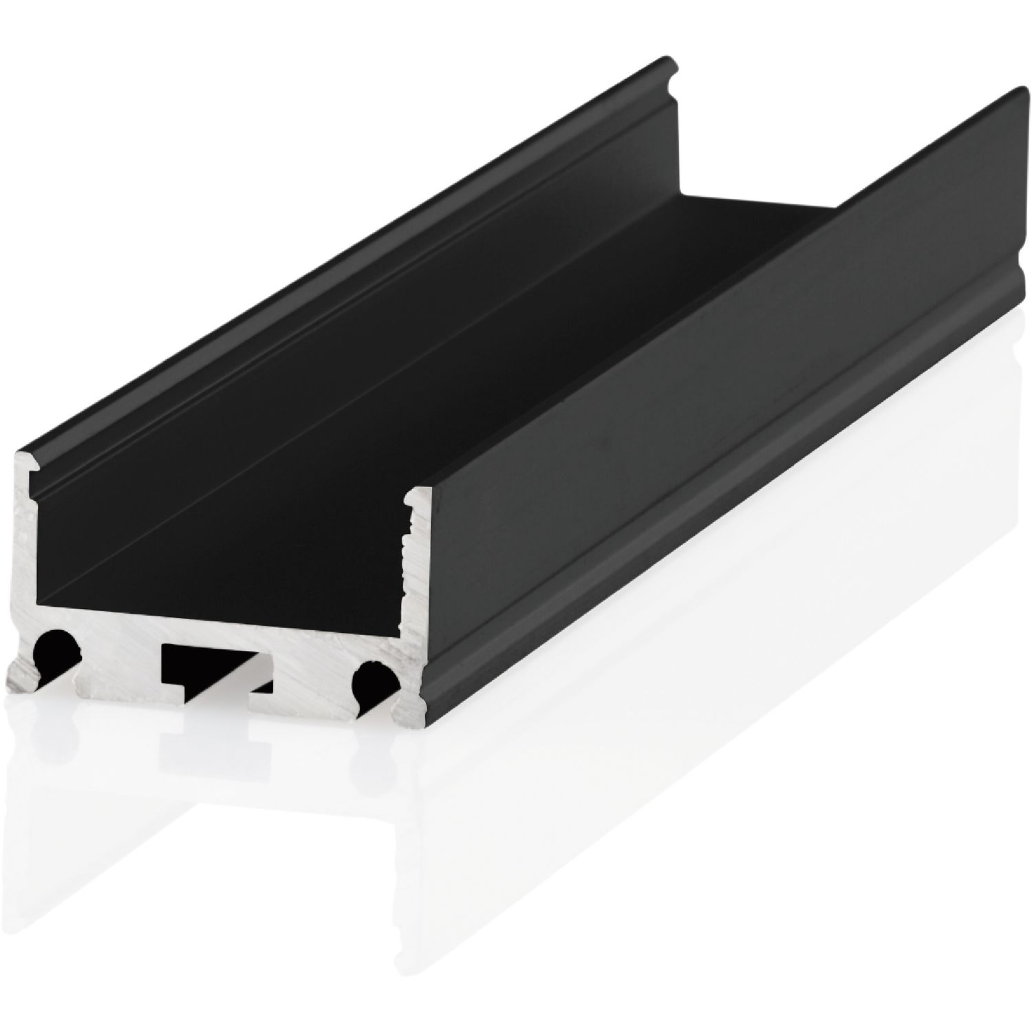 Bilton Aluminium Aufbauprofil XT02, schwarz eloxiert, 3000 mm, ohne Abdeckung