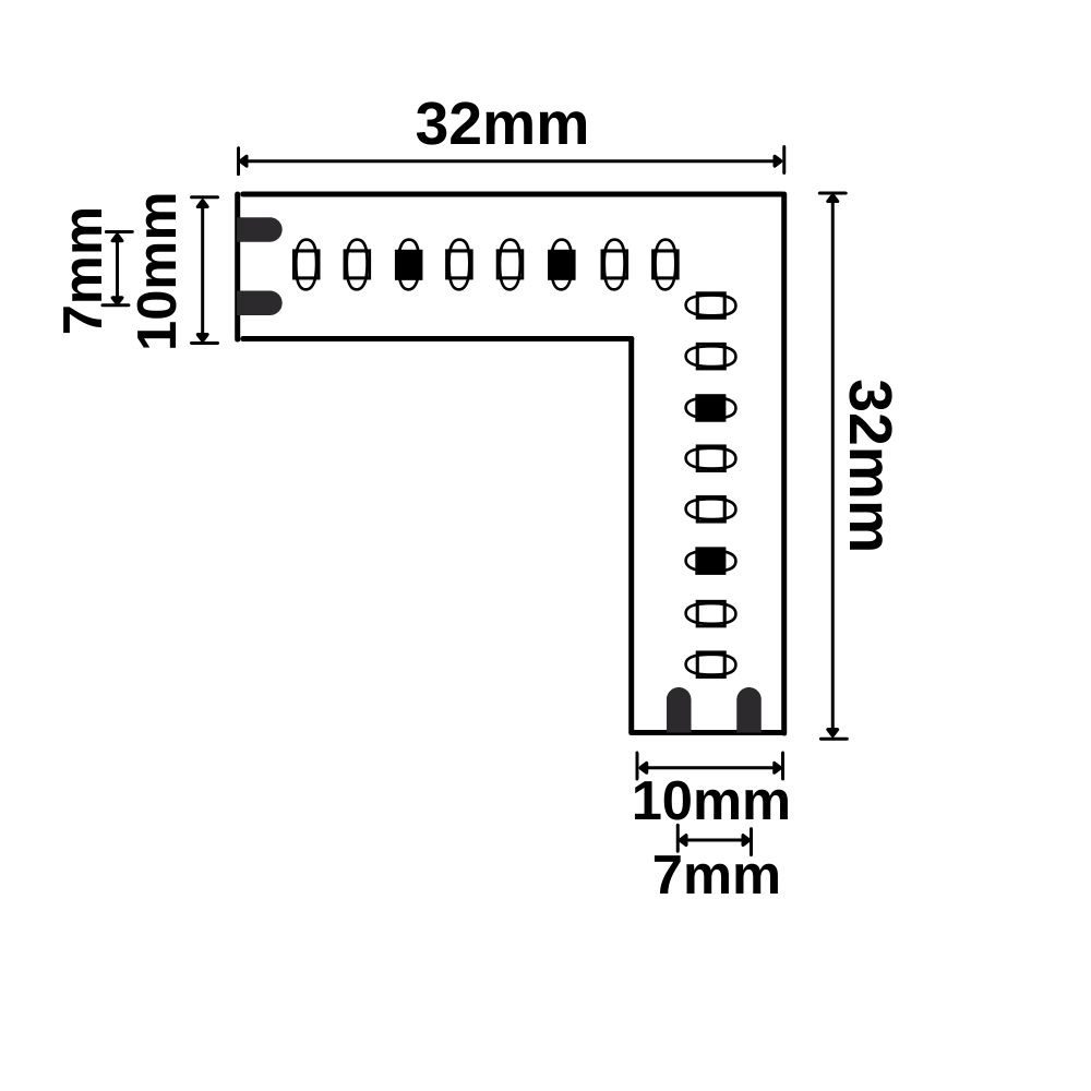 ISOLED Eckverbindung leuchtend 1,5W für CRI919/940 MiniAMP CCT Flexband 2 polig 24V DC 7W+7W IP20