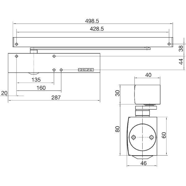 GEZE Türschließer TS 5000 L-E, EN 2-6, 1-flg. Gleitschiene, RAL 9016