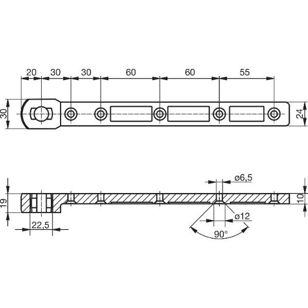 GEZE Türschiene C für flachkonisch, Pendeltür, Stahl verzinkt