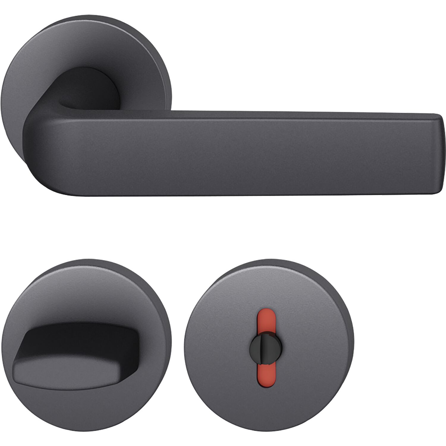 ninka FSB Drückergarnitur 12 1267 ASL auf Rosette WC DIN, Aluminium schwarz matt