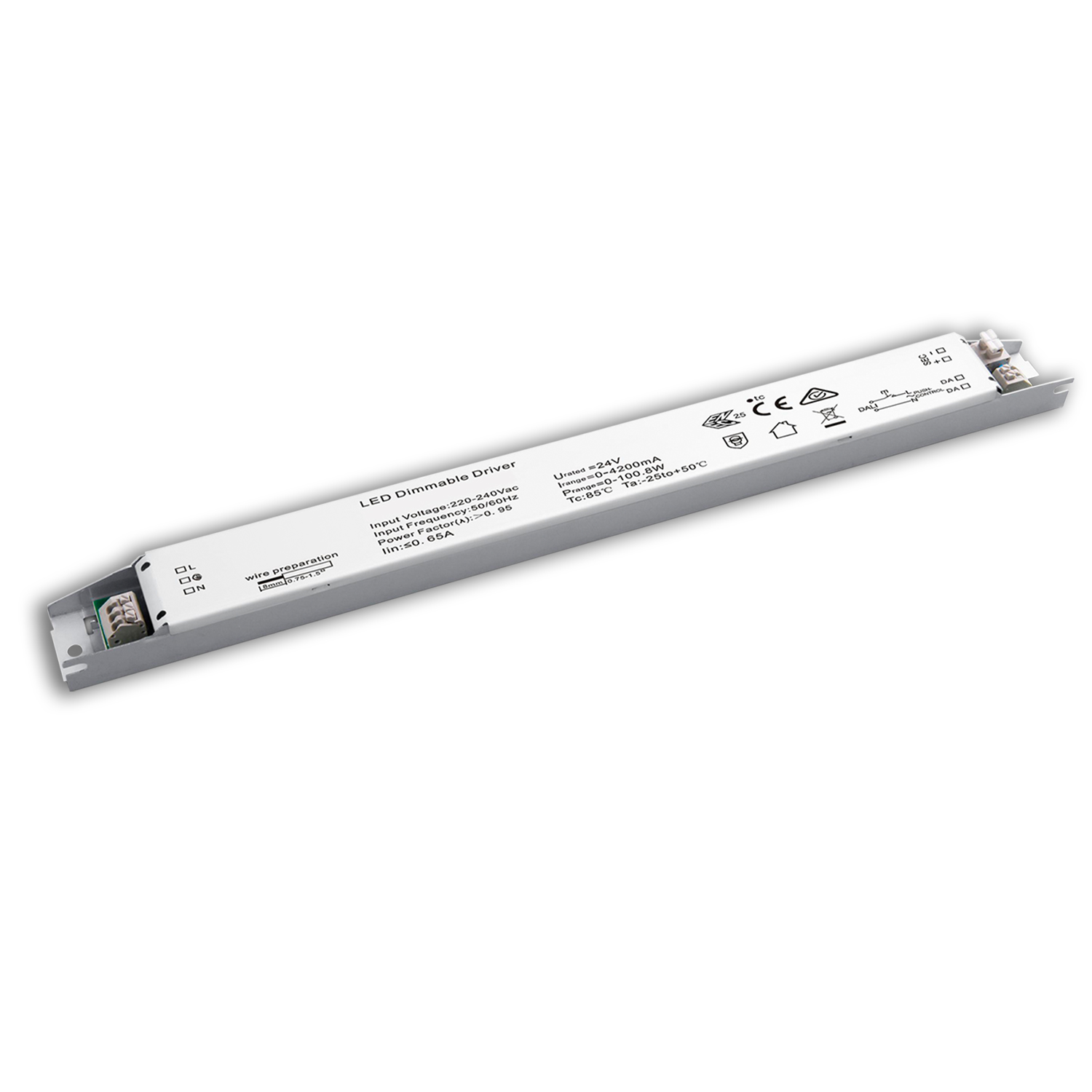 ISOLED LED PWM-Leuchten-Trafo 24V/DC 0-100W Push/DALI dimmbar flach schmal
