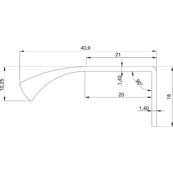 furnipart Griffleiste Edge Straight Lochabstand 2x80mm Länge 200mm Aluminium Edelstahl Effekt