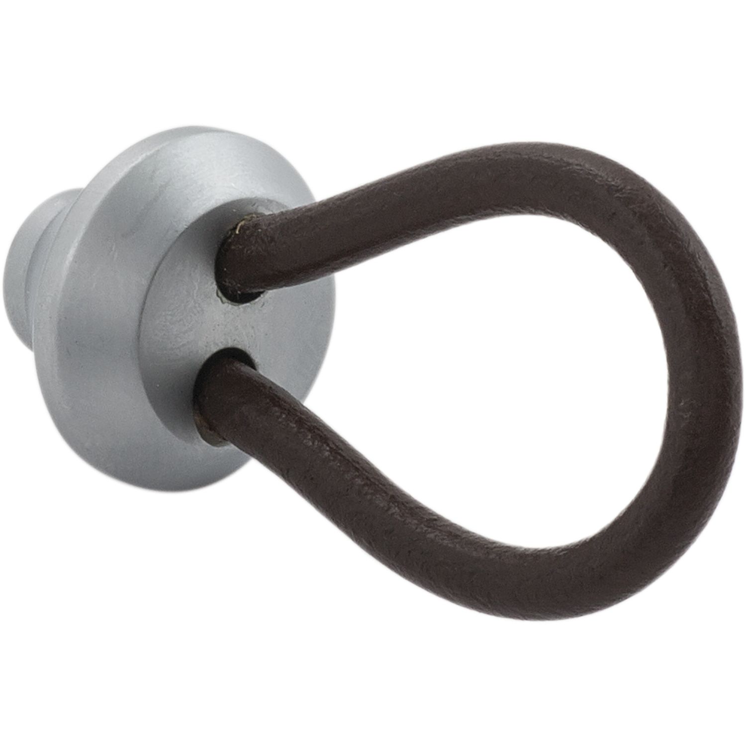 Knopf Valverde Breite 24 mm,Tiefe 52 mm,Leder dunkelbraun/Messing verchromt matt